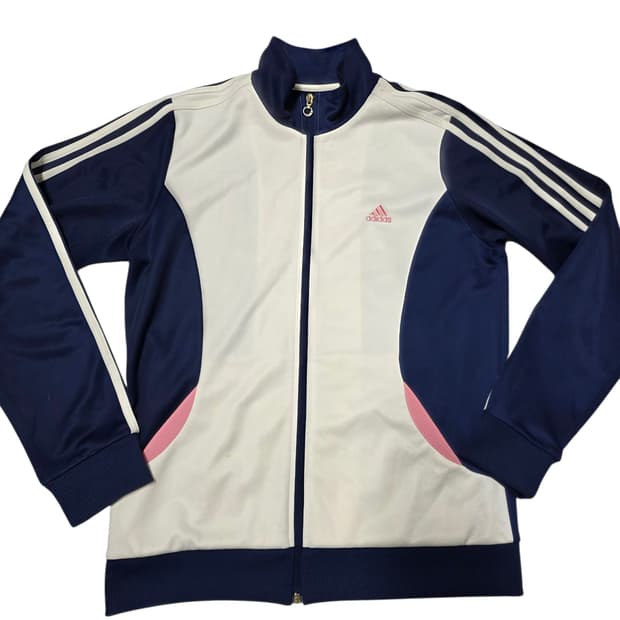 아디다스 베이지 핑크 네이비 여성 져지 백포인트 센스있는 라인배색 M