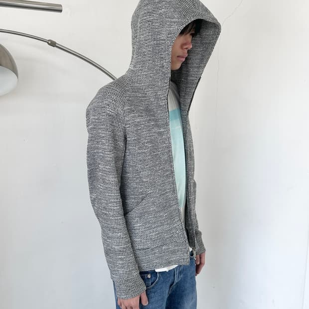 어태치먼트 와플 니트 후드 집업