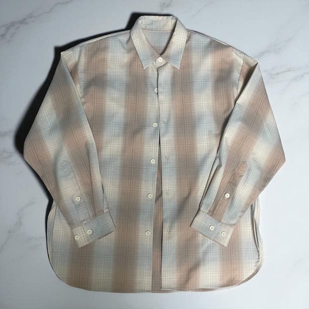 [새상품] GU 지유 오라리맛 체크 텐셀 베이지 오버핏 체크 셔츠