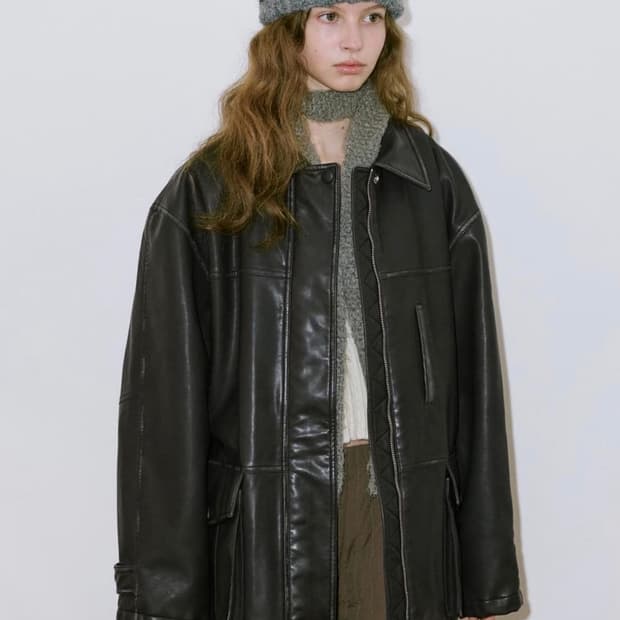 시눈 워싱 레더 자켓