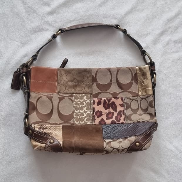 빈티지 코치 패치워크 오리엔탈 브라운 숄더백