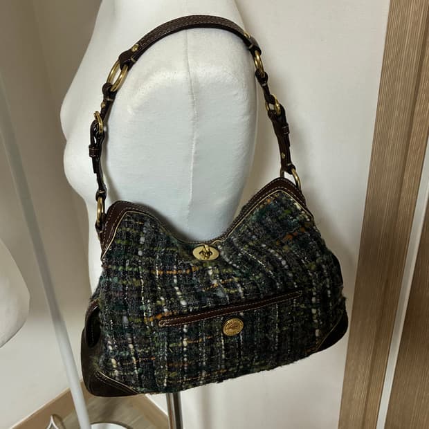 코치 트위드 토트백