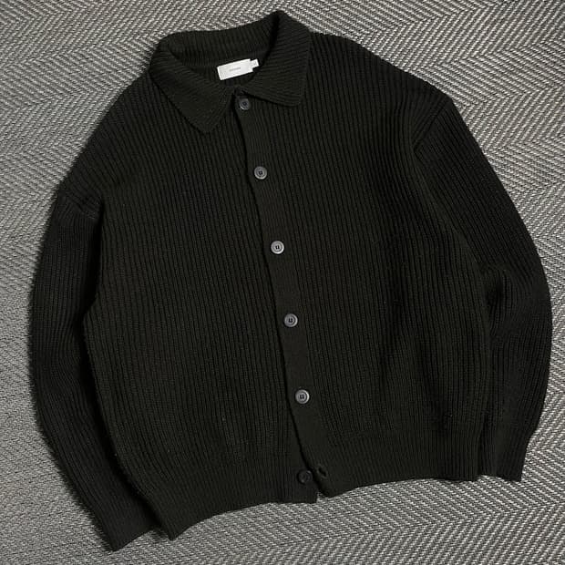 빈티지 미니멀 하이넥 카라 니트 가디건y 4938