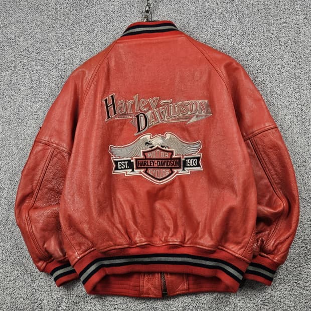 할리데이비슨 블루종 바시티 가죽 자켓 ( M ) / 10192