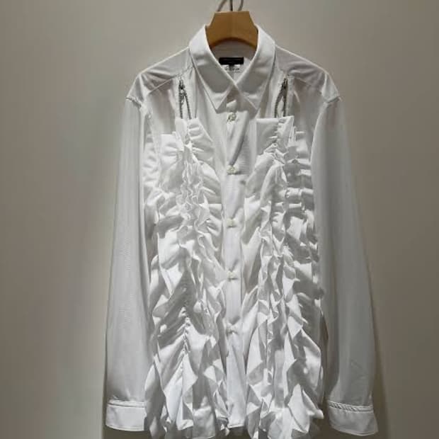 26ss 꼼데가르송 옴므플러스 프릴 zip 셔츠 xl