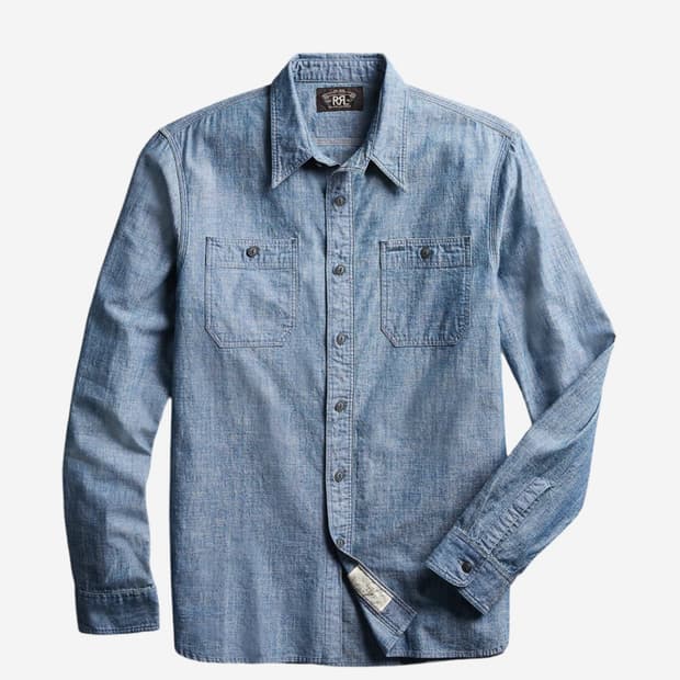 RRL 더블알엘 인디고 샴브레이 워크셔츠 M