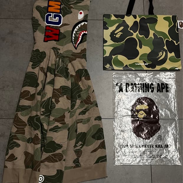 새상품급) 베이프 레이어드 녹계 샤크 후드집업