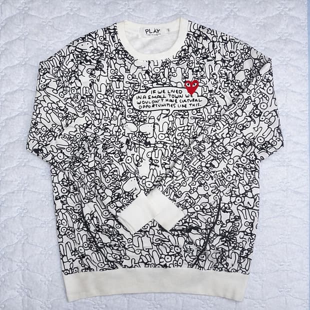 플레이 꼼데가르송 올오버 프린트 맨투맨 L