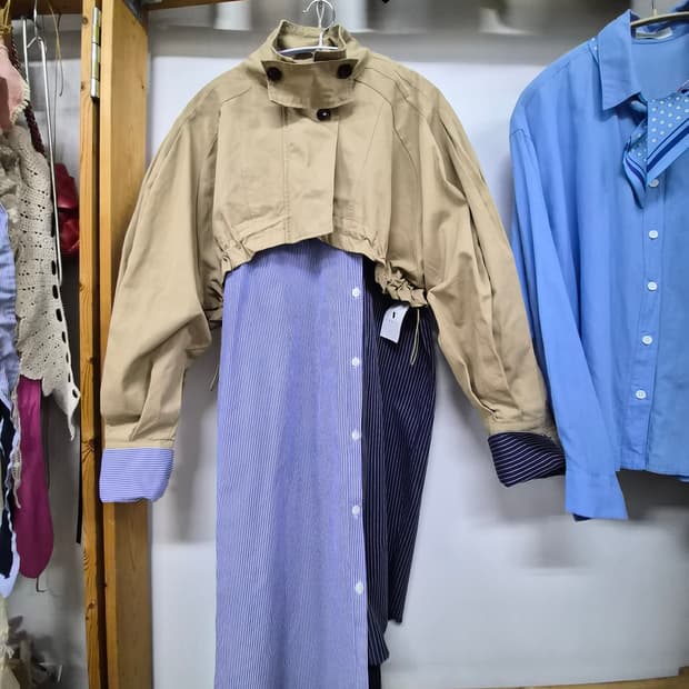 크롭 벌룬 트렌치코트