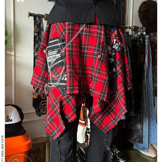 00s Mad Punks Tartan Check Chain Shirt