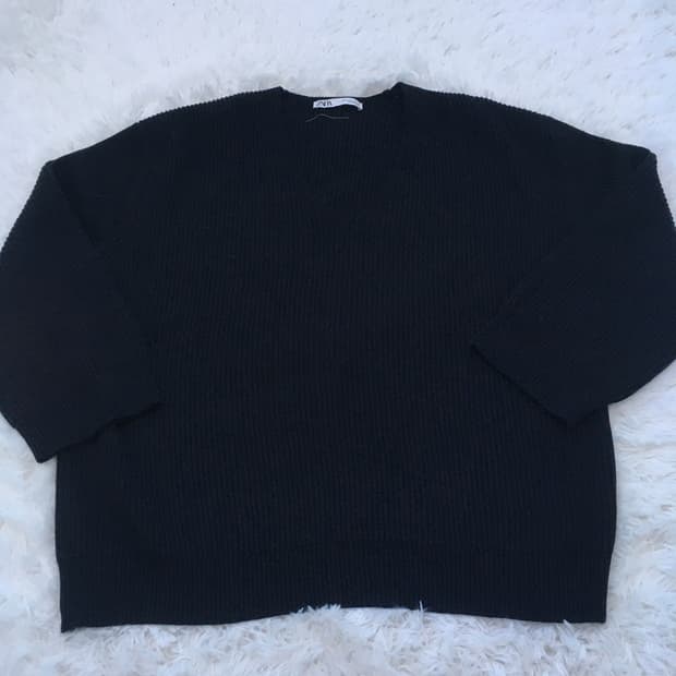 빈티지 자라 네이비 스트라이프 브이넥 니트 776 y2k 스트릿 갸루 