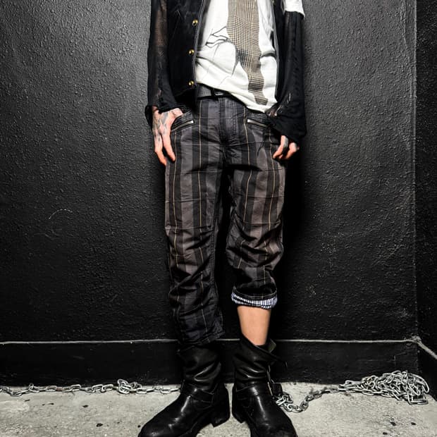 NAVY PRODUCE – Stripe Zipper Pants