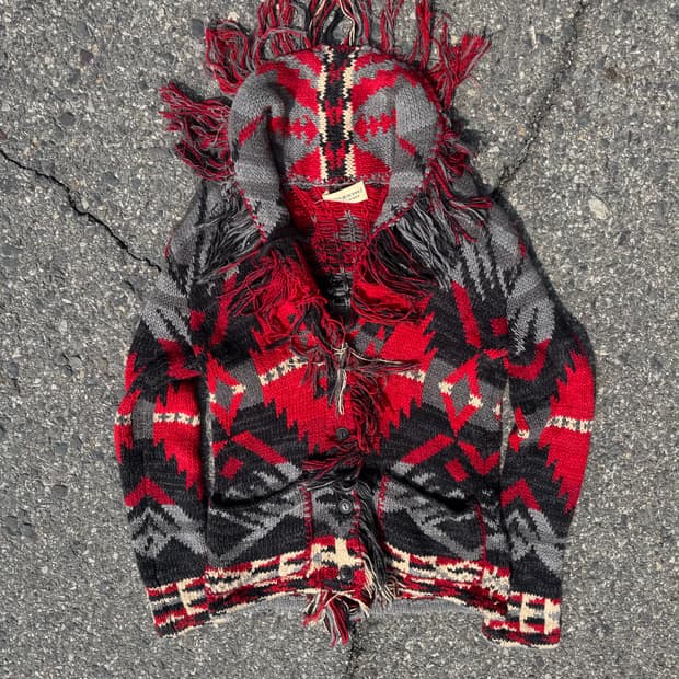 데님앤서플라이&랄프로렌 아즈텍 프린지 니트 가디건 