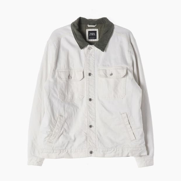 자라 크림 코듀로이 카라 트러커 자켓 XL