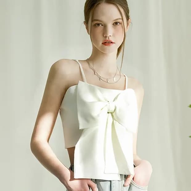 새상품)제니st 어반드레스 리본 슬리브리스