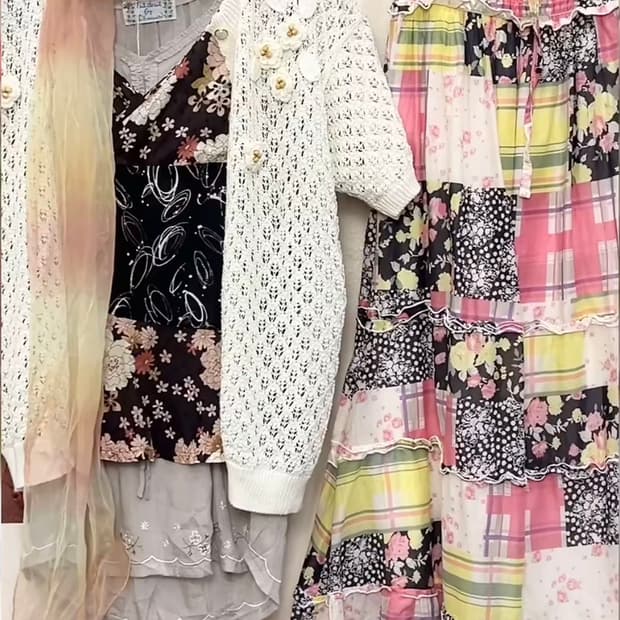 모리 하구미 히피 패치 스커트 코디 세트