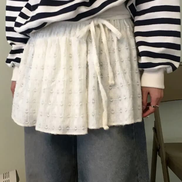 (새상품) 데일리쥬 뉴얼스 셔링 레이어드 랩 스커트 아이보