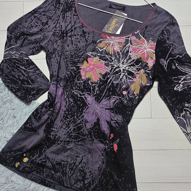 바닐라슈가 7부 슬리브 프린팅 티셔츠 탑