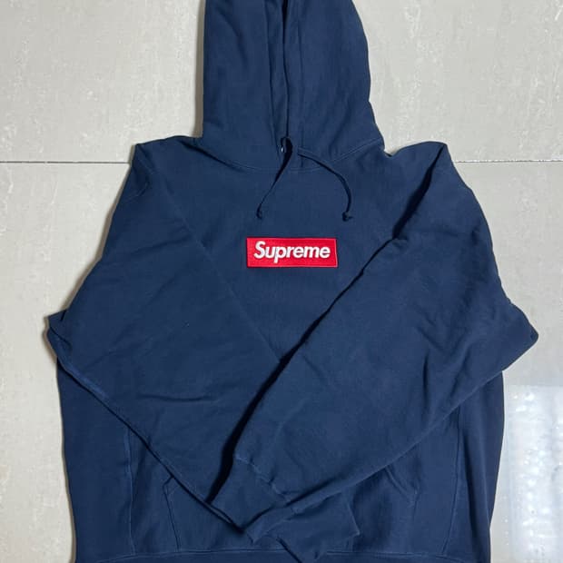 (L) 슈프림 박스로고 24fw 스웨트셔츠 네이비