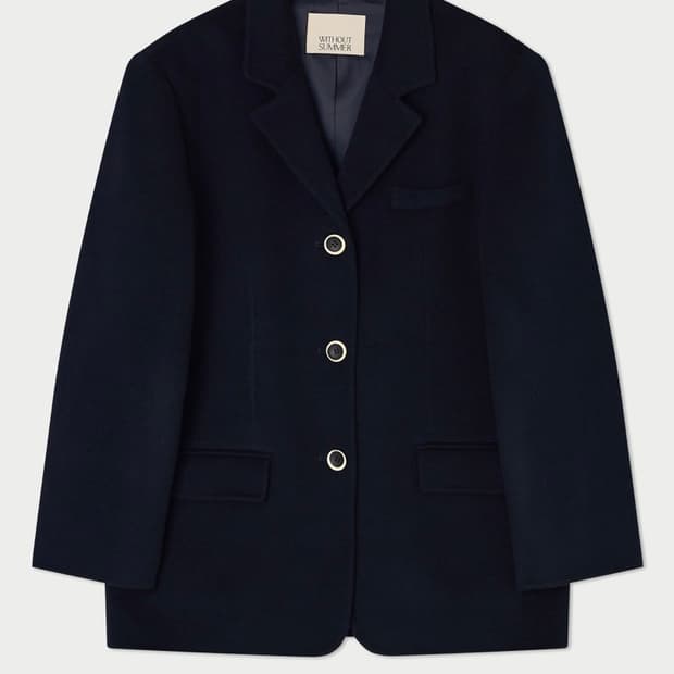 위드아웃썸머 핸드메이드 하프코트 네이비