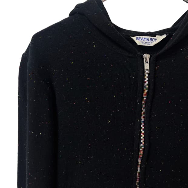 BEAMS BOY Rainbow Zip Nepped Hoodie