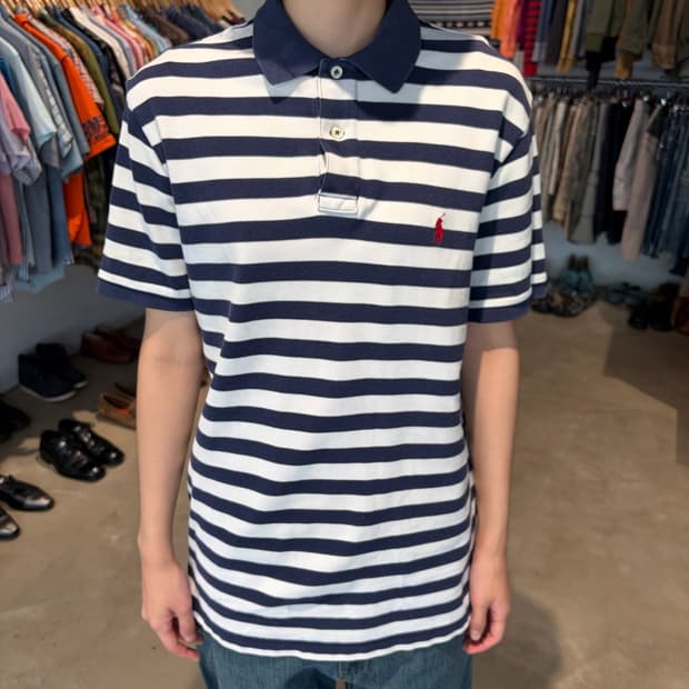 Polo Ralph Lauren 스트라이프 카라 반팔 티셔츠 M