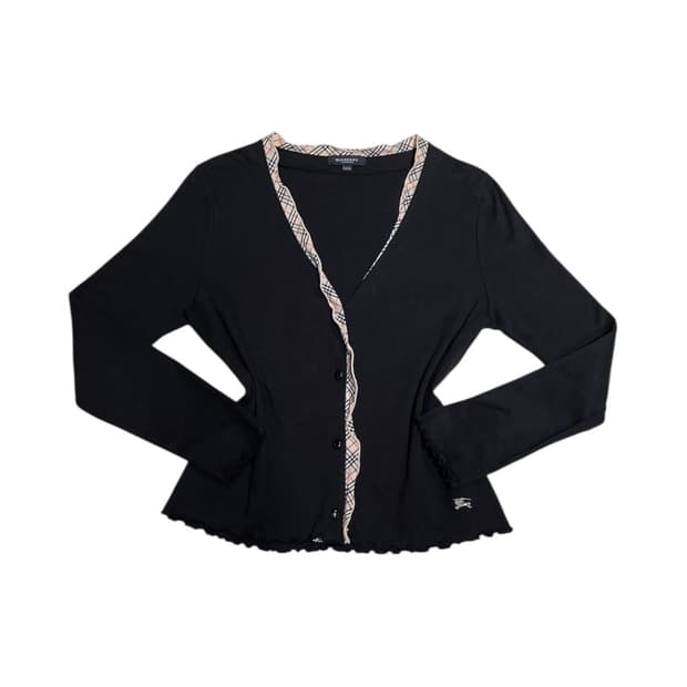 버버리 프릴 자수로고 가디건