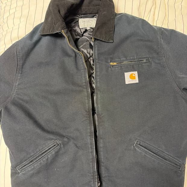 칼하트 wip og 디트로이트 자켓 블랙 스톤 캔버스