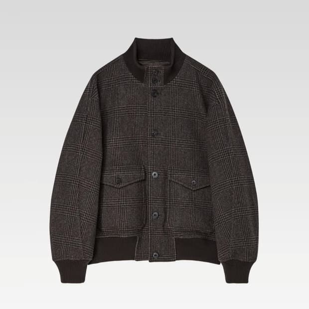 애프터프레이 A-1 울 블루종 브라운 체크