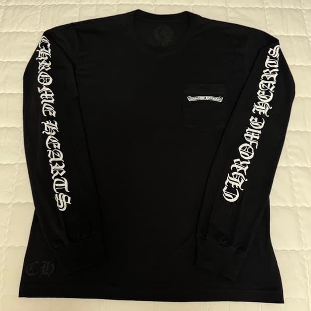 크롬하츠 스크롤 로고 티셔츠 L사이즈 블랙컬러 (26.01.27크림구매