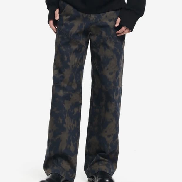 HAZY STAIN WIDE PANTS NAVY (48)