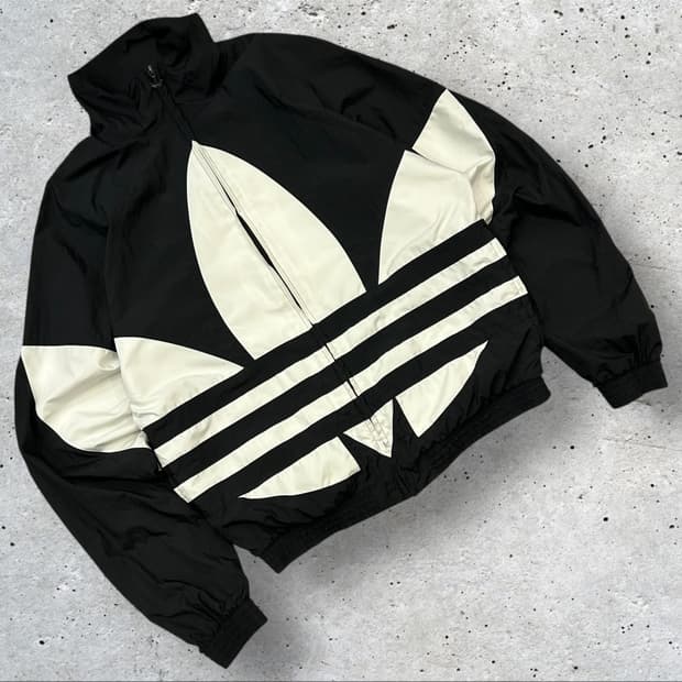 [L] 아디다스 블랙 트레포일 바람막이 자켓