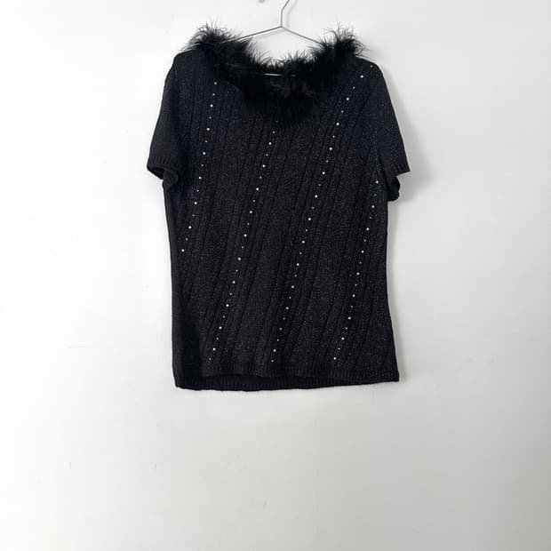 Perl glitter fur knit / black