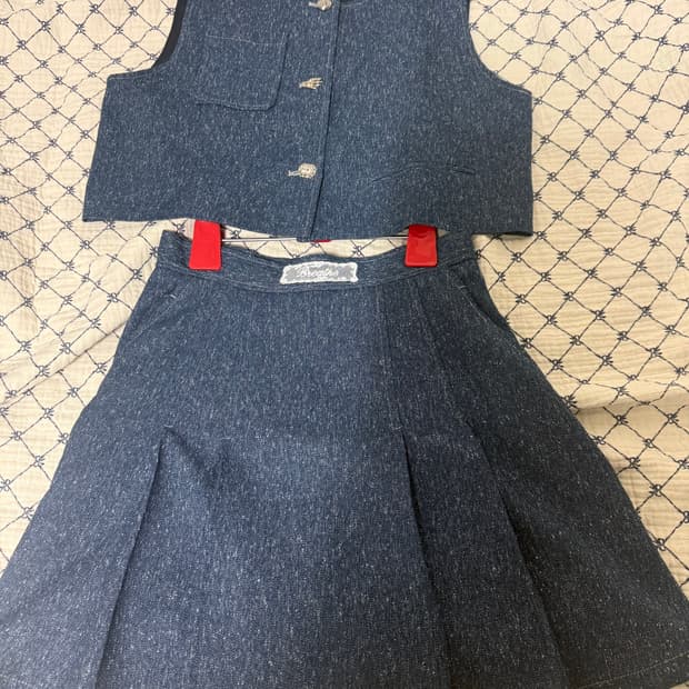 쎄무아듀 데님 투피스 세트 ! 베스트와 스커트 입니당!판매합니다 ㅎ