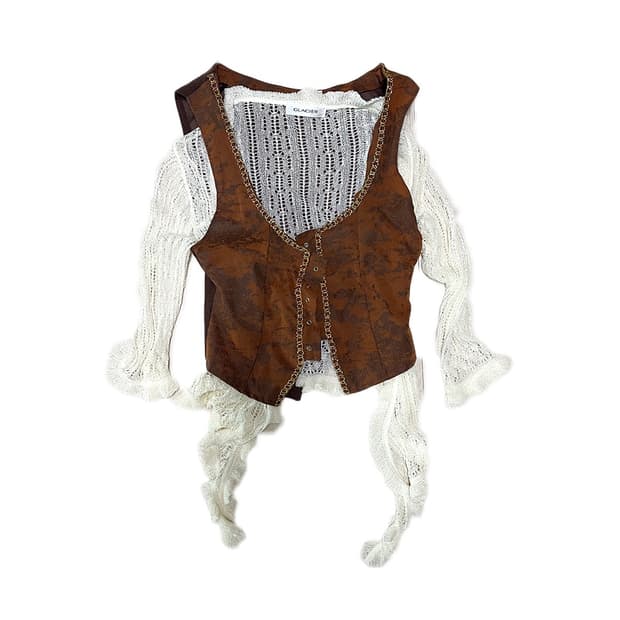 vintage boho chic vest set 코디셋