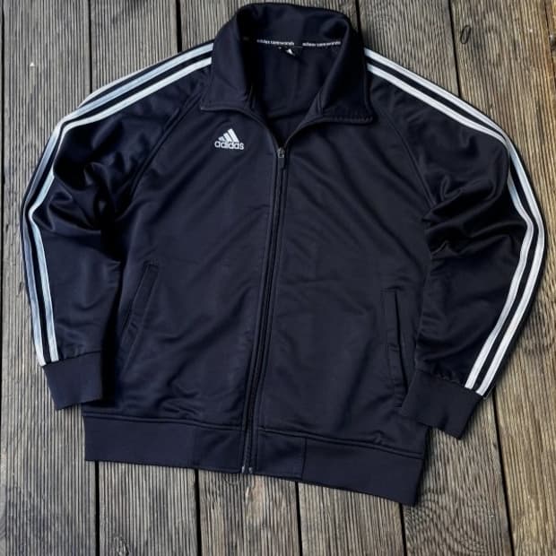 아디다스 블랙 검흰 트랙탑 져지집업 100/L