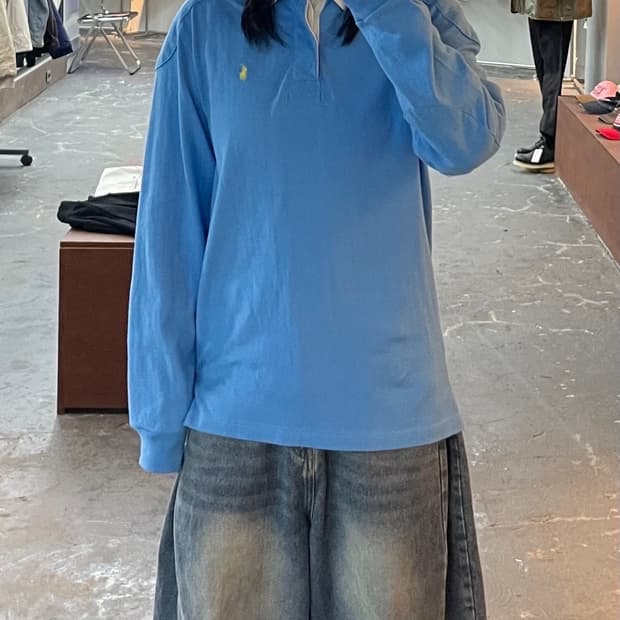 폴로 랄프로렌 스카이 블루 럭비 셔츠 H1613