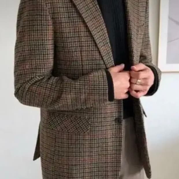 클래식 체크 블레이저 울자켓