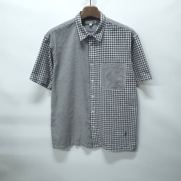 ​유니클로 x JW 앤더슨 시어서커 패치워크 체크 반팔 셔츠 (L)