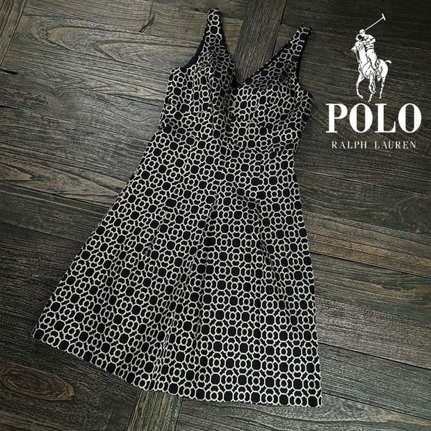[랄프로렌 (새상품) 기하학 패턴 민소매 원피스 M19693