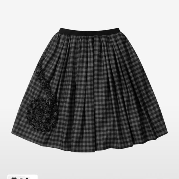 FRILL CHECK BANDING SKIRT (BLACK)