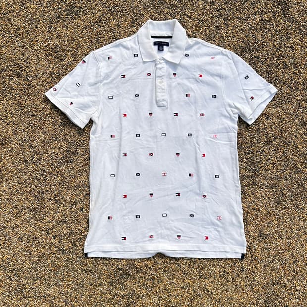 타미힐피거(Tommyhilfiger)화이트 패턴 반팔 카라티