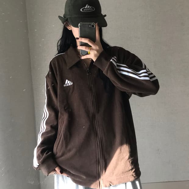아디다스 90s 브라운 후리스 집업