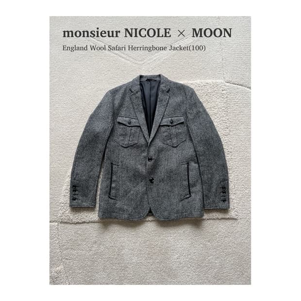 므씨유니콜 문트위드 울 헤링본 사파리 자켓 (100)