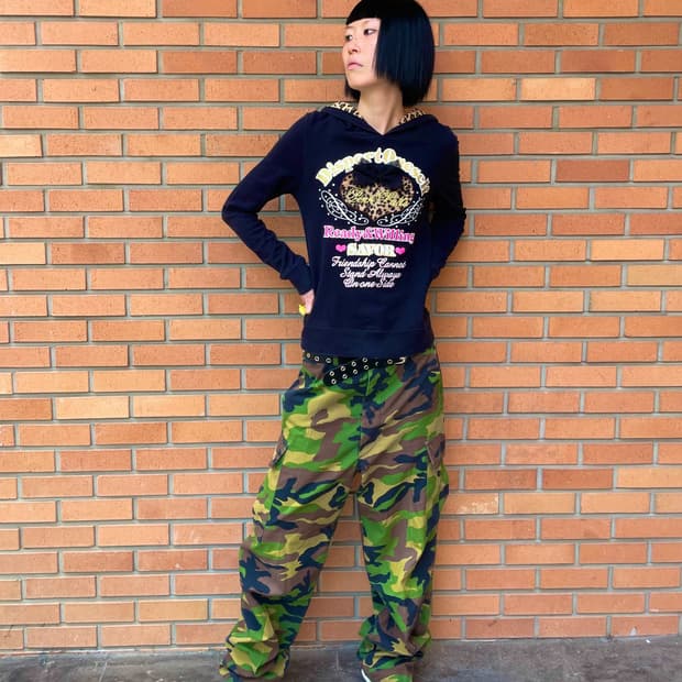 Leopard Heart Ribbon Black Hoodie