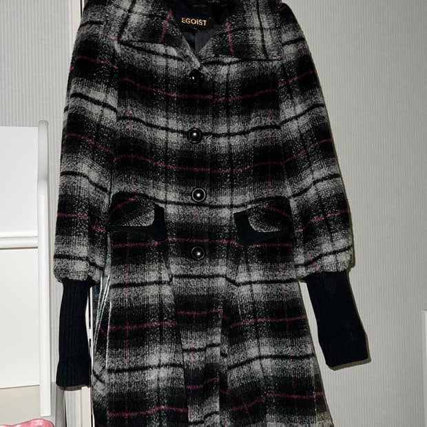 lovely check wool coat