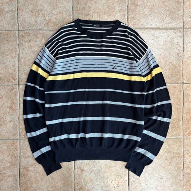 [XL] Nautica stripe navy cotton knit