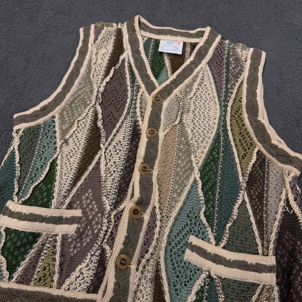 [ 정품/M ] 쿠지 빈티지 케이블 니트 조끼 베스트 가디건