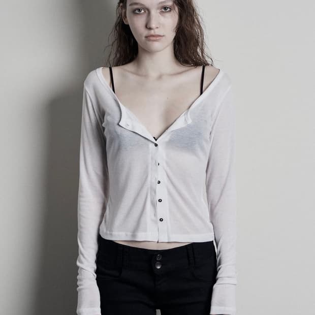 보헤미안서울 베이직 스쿱가디건 화이트