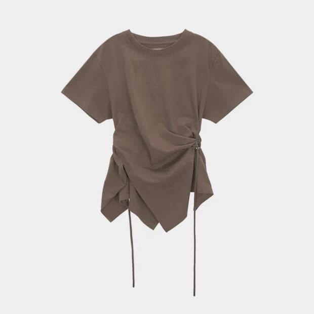 마뗑킴 스트링 슬릿 디테일 탑 KHAKI BROWN